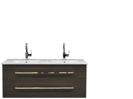 Sanicare Badkamermeubelset Sanicare Q1 2 Soft Close Lades Schots Eiken 121x46 cm Zwart