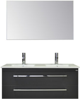 Sanicare Badkamermeubelset Sanicare Q1 Twee Soft-Close Laden 120 cm Grey-Wood (spiegel optioneel) Eiken