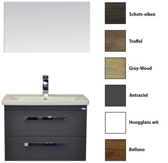 Sanicare Badkamermeubelset Sanicare Q10 2 Laden 65cm Belluno-Eiken (spiegel optioneel) Truffel