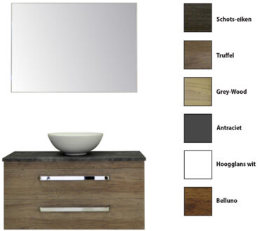 Sanicare Badkamermeubelset Sanicare Q11 2 Laden 100cm Belluno-Eiken (spiegel optioneel)