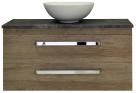 Sanicare Badkamermeubelset Sanicare Q11 2 Laden 100cm Grey-Wood (spiegel optioneel) Eiken