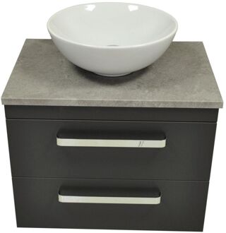 Sanicare Badkamermeubelset Sanicare Q11 2 Laden 65cm Schots-Eiken (spiegel optioneel) Zwart