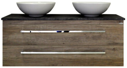 Sanicare Badkamermeubelset Sanicare Q12 2 Laden Grey-Wood (spiegel optioneel) Eiken