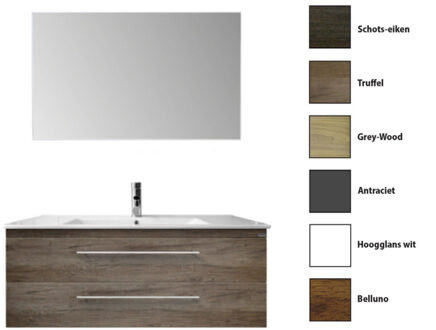 Sanicare Badkamermeubelset Sanicare Q15 2 Laden Grey-Wood (spiegel optioneel) Eiken