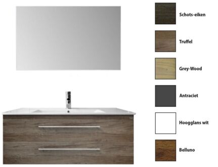Sanicare Badkamermeubelset Sanicare Q15 2 Laden Hoogglans Wit (spiegel optioneel)