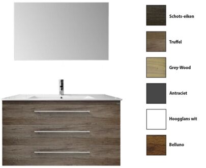 Sanicare Badkamermeubelset Sanicare Q15 3 Laden Grey-Wood (spiegel optioneel) Eiken