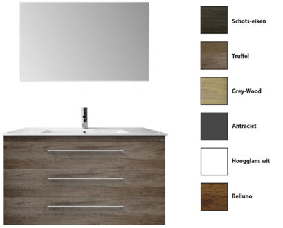 Sanicare Badkamermeubelset Sanicare Q15 3 Laden Truffel (spiegel optioneel)