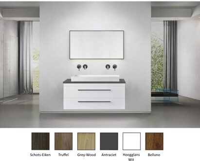 Sanicare Badkamermeubelset Sanicare Q16 100 cm Belluno-Eiken (spiegel optioneel)