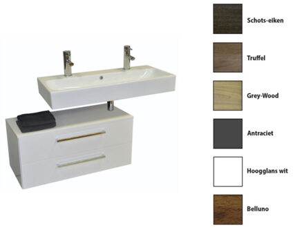 Sanicare Badkamermeubelset Sanicare Q17 100 cm Grey-Wood (spiegel optioneel) Eiken