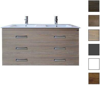 Sanicare Badkamermeubelset Sanicare Q2 Drie Soft-Close Laden 120 cm Grey-Wood (spiegel optioneel) Eiken