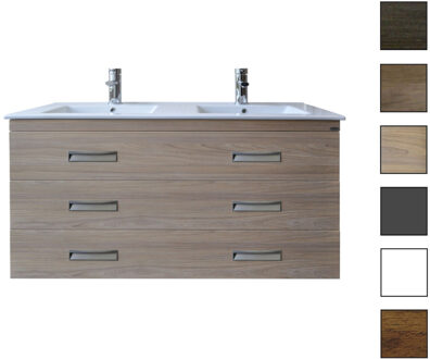 Sanicare Badkamermeubelset Sanicare Q2 Drie Soft-Close Laden 120 cm Hoogglans Wit (spiegel optioneel)