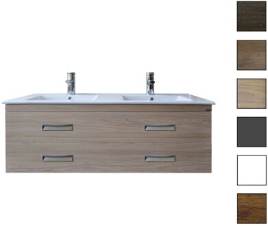 Sanicare Badkamermeubelset Sanicare Q2 Twee Soft-Close Laden 120 cm Belluno Eiken (spiegel optioneel) Wit Chroom