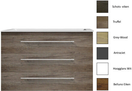 Sanicare Badkamermeubelset Sanicare Q4 Drie Soft-Close Laden 100x45 cm Antraciet (0,1 of 2 Kraangaten)