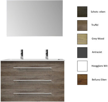 Sanicare Badkamermeubelset Sanicare Q4 Drie Soft-Close Laden 100x45 cm Belluno-Eiken (0,1 of 2 Kraangaten)