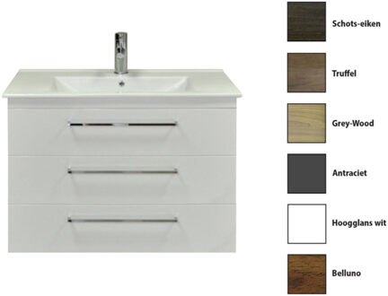 Sanicare Badkamermeubelset Sanicare Q6 Drie Laden Chromen Greep 100 cm Belluno Eiken Belluno-Eiken