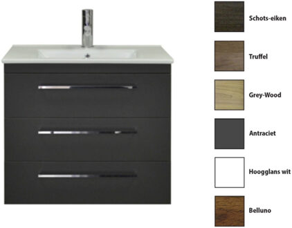 Sanicare Badkamermeubelset Sanicare Q6 Drie Laden Chromen Greep 80 cm Belluno Eiken Belluno-Eiken