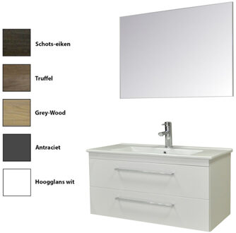 Sanicare Badkamermeubelset Sanicare Q6 Twee Laden Chromen Greep 100 cm (alle kleuren, spiegel optioneel)