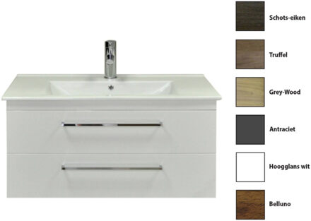 Sanicare Badkamermeubelset Sanicare Q6 Twee Laden Chromen Greep 100 cm Belluno Eiken Belluno-Eiken