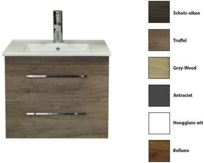 Sanicare Badkamermeubelset Sanicare Q6 Twee Laden Chromen Greep 60 cm Belluno Eiken Belluno-Eiken