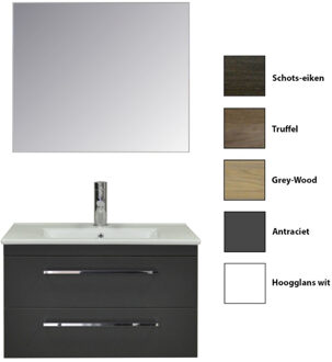 Sanicare Badkamermeubelset Sanicare Q6 Twee Laden Chromen Greep 80 cm (alle kleuren, spiegel optioneel)