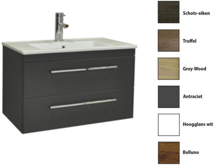 Sanicare Badkamermeubelset Sanicare Q6 Twee Laden Chromen Greep 80 cm Belluno Eiken Belluno-Eiken