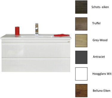 Sanicare Badkamermeubelset Sanicare Q7 Twee Soft-Close Laden Greeploos 100 cm (alle kleuren, spiegel optioneel)