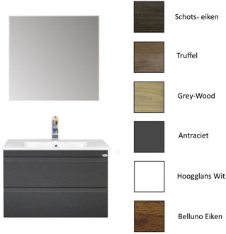 Sanicare Badkamermeubelset Sanicare Q7 Twee Soft-Close Laden Greeploos 75 cm (alle kleuren, spiegel optioneel)