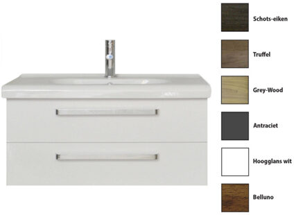 Sanicare Badkamermeubelset Sanicare Q9 2 Laden 100cm Grey-Wood (spiegel optioneel) Eiken