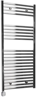 Sanicare Electrische Wifi Radiator Sanicare HPW Carini 111,8x45 cm chroom Met Thermostaat Zilver Linksonder
