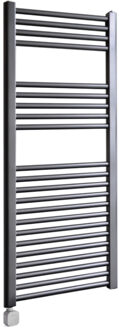 Sanicare Electrische Wifi Radiator Sanicare HPW Carini 111,8x45 cm Gunmetal Met Thermostaat Zilver Linksonder