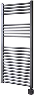 Sanicare Electrische Wifi Radiator Sanicare HPW Carini 111,8x45 cm Gunmetal Met Thermostaat Zwart Rechtsonder