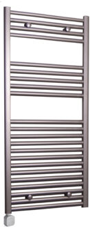 Sanicare Electrische Wifi Radiator Sanicare HPW Carini 111,8x45 cm Inox-look Met Thermostaat Zilver Linksonder