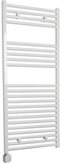 Sanicare Electrische Wifi Radiator Sanicare HPW Carini 111,8x45 cm Wit Met Thermostaat Zilver Linksonder