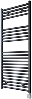Sanicare Electrische Wifi Radiator Sanicare HPW Carini 111,8x45 cm Zwart Met Thermostaat Zilver Rechtsonder Mat Zwart