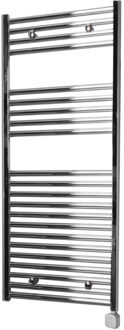 Sanicare Electrische Wifi Radiator Sanicare HPW Carini 111,8x60 cm chroom Met Thermostaat Zilver Rechtsonder