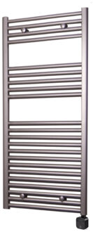 Sanicare Electrische Wifi Radiator Sanicare HPW Carini 111,8x60 cm Inox-look Met Thermostaat Zwart Rechtsonder