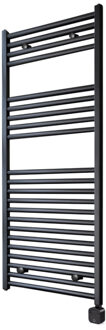 Sanicare Electrische Wifi Radiator Sanicare HPW Carini 111,8x60 cm Mat Zwart Met Thermostaat Zwart Rechtsonder