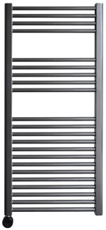 Sanicare elektrische design radiator 45x112cm gunmetal met thermostaat links zwart