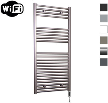 Sanicare elektrische design radiator 45x112cm inox-look met WiFi en thermostaat rechts chroom