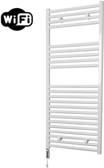 Sanicare elektrische design radiator 45x112cm wit met WiFi en thermostaat links wit