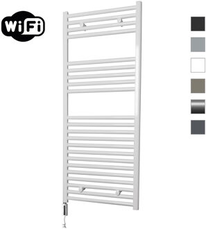 Sanicare elektrische design radiator 45x112cm wit met WiFi en thermostaat links wit