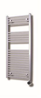 Sanicare elektrische design radiator 45x112cm zilvergrijs met thermostaat rechts zwart