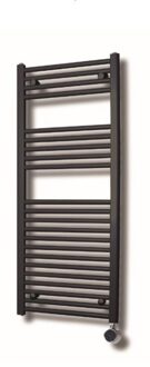 Sanicare elektrische design radiator 45x112cm zwart met thermostaat rechts chroom