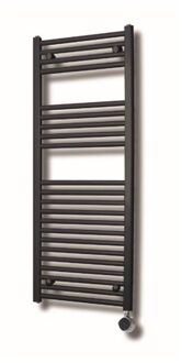 Sanicare elektrische design radiator 45x112cm zwart met thermostaat rechts zwart