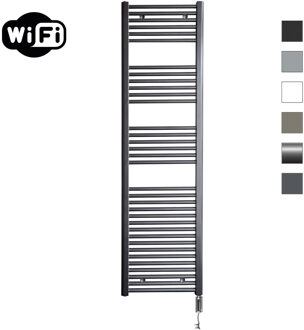 Sanicare elektrische design radiator 45x172cm gunmetal met WiFi en thermostaat rechts chroom