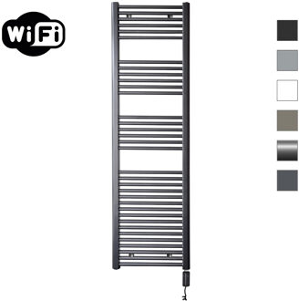 Sanicare elektrische design radiator 45x172cm gunmetal met WiFi en thermostaat rechts zwart