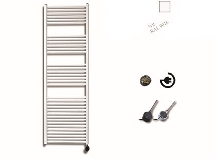 Sanicare elektrische design radiator 45x172cm wit met thermostaat rechts chroom