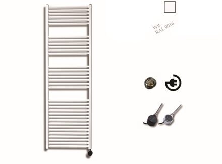 Sanicare elektrische design radiator 45x172cm wit met thermostaat rechts zwart