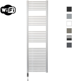 Sanicare elektrische design radiator 45x172cm wit met WiFi en thermostaat links chroom