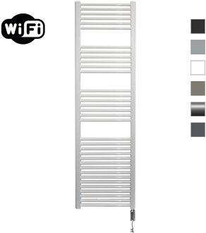 Sanicare elektrische design radiator 45x172cm wit met WiFi en thermostaat rechts chroom